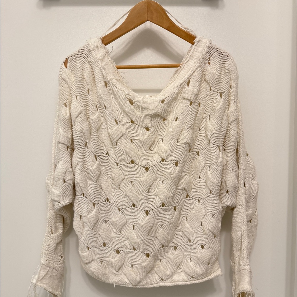 Free People Cream V-Neck Sweater